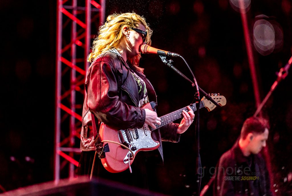 Karla Chubb of SPRINTS performing on stage in Dublin