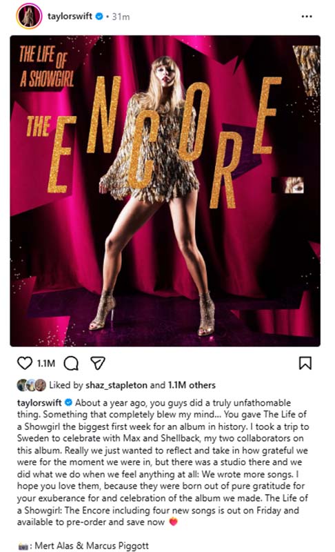 Taylor Swift  Social Post 